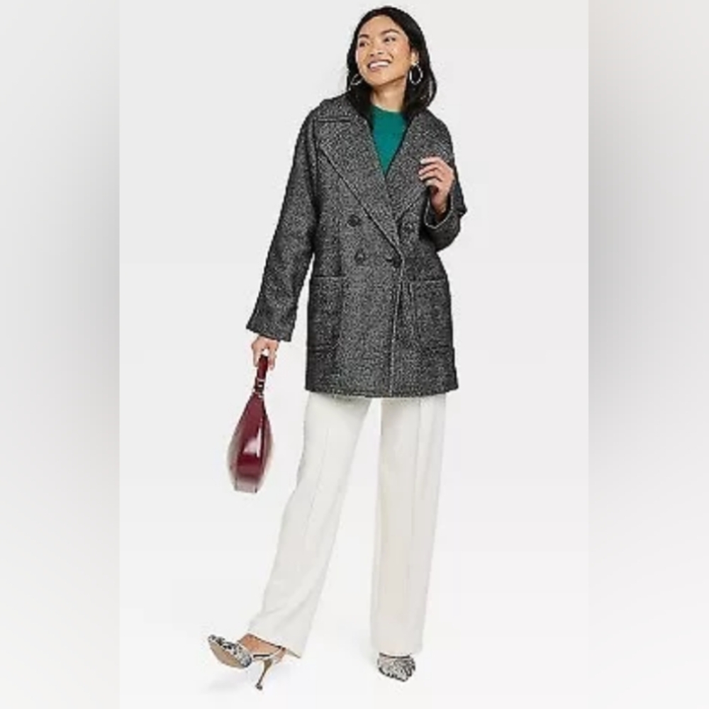 NWT Women's A New Day oversized herringbone overcoat jacket, pea coat, Small